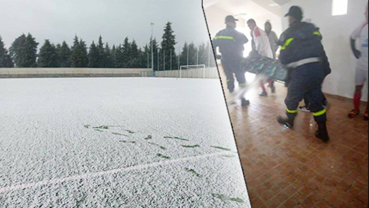 إغماء لاعبين في فريق شباب وكسان الناظوري أثناء مقابلتهم فريق جوهرة تدغين بملعب اساكن بكتامة، ضواحي إقليم الحسيمة.