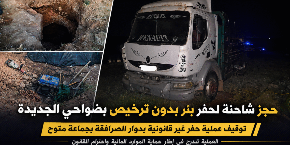 حجز شاحنة حفر بئر بدون ترخيص بضواحي الجديدة